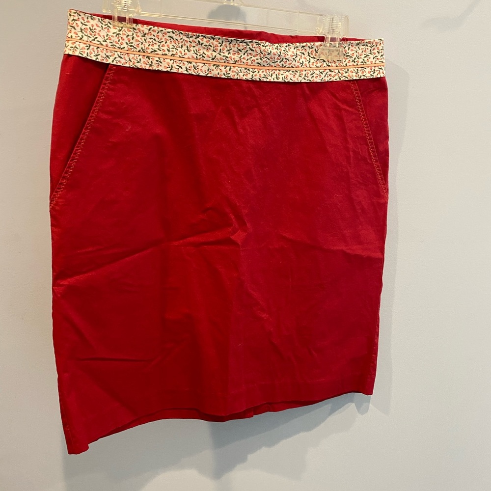 Elevenses red skirt with floral waistline